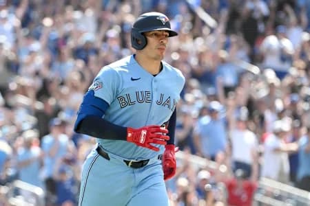 Toronto Blue Jays catcher Brandon Valenzuela (59) rounds the bases after hitting a solo home run against the Baltimore Orioles in the eighth inning at Rogers Centre.