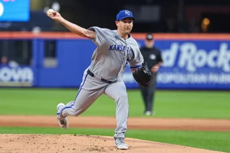 Kansas City Royals pitcher Seth Lugo (67) delivers a pitch during the first inning against the New York Mets at Citi Field.