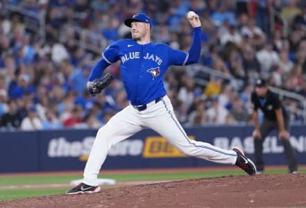Toronto Blue Jays relief pitcher Patrick Corbin (46) throws a pitch against the Tampa Bay Rays during the eighth inning at Rogers Centre.