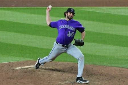 Colorado Rockies pitcher Jordan Romano (68) throws in the ninth inning against the Arizona Diamondbacks at Chase Field.