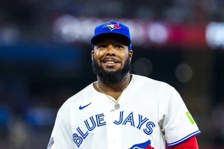 Toronto Blue Jays first baseman Vladimir Guerrero Jr. (27) looks on against the Boston Red Sox during the eighth inning at Rogers Centre.
