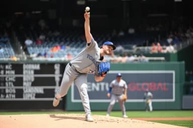 Toronto Blue Jays pitcher Trey Yesavage (39) throws to the Washington Nationals during the first inning at Nationals Park.