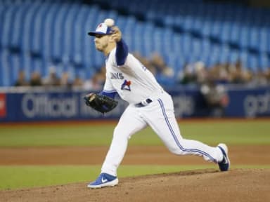 Toronto Blue Jays starting pitcher Thomas Pannone (45) pitches to the Baltimore Orioles during the first inning at Rogers Centre.