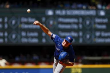 Toronto Blue Jays starting pitcher Trey Yesavage (39) throws against the Seattle Mariners during the fifth inning at T-Mobile Park.
