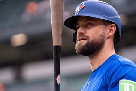 Toronto Blue Jays outfielder Nathan Lukes (38) looks on pregame at Oriole Park at Camden Yards.