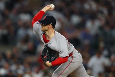 Boston Red Sox pitcher Sonny Gray (54) delivers a pitch in the first inning against the New York Yankees during game two of the Wildcard round for the 2026 MLB Playoffs at Yankee Stadium.