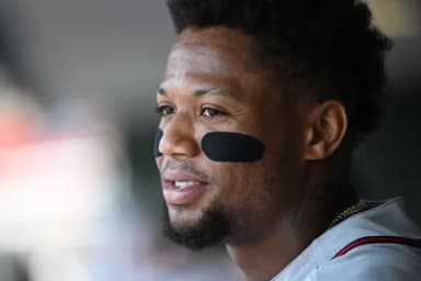Atlanta Braves outfielder Ronald Acuna Jr. (13) in the dugout against the Philadelphia Phillies at Citizens Bank Park.
